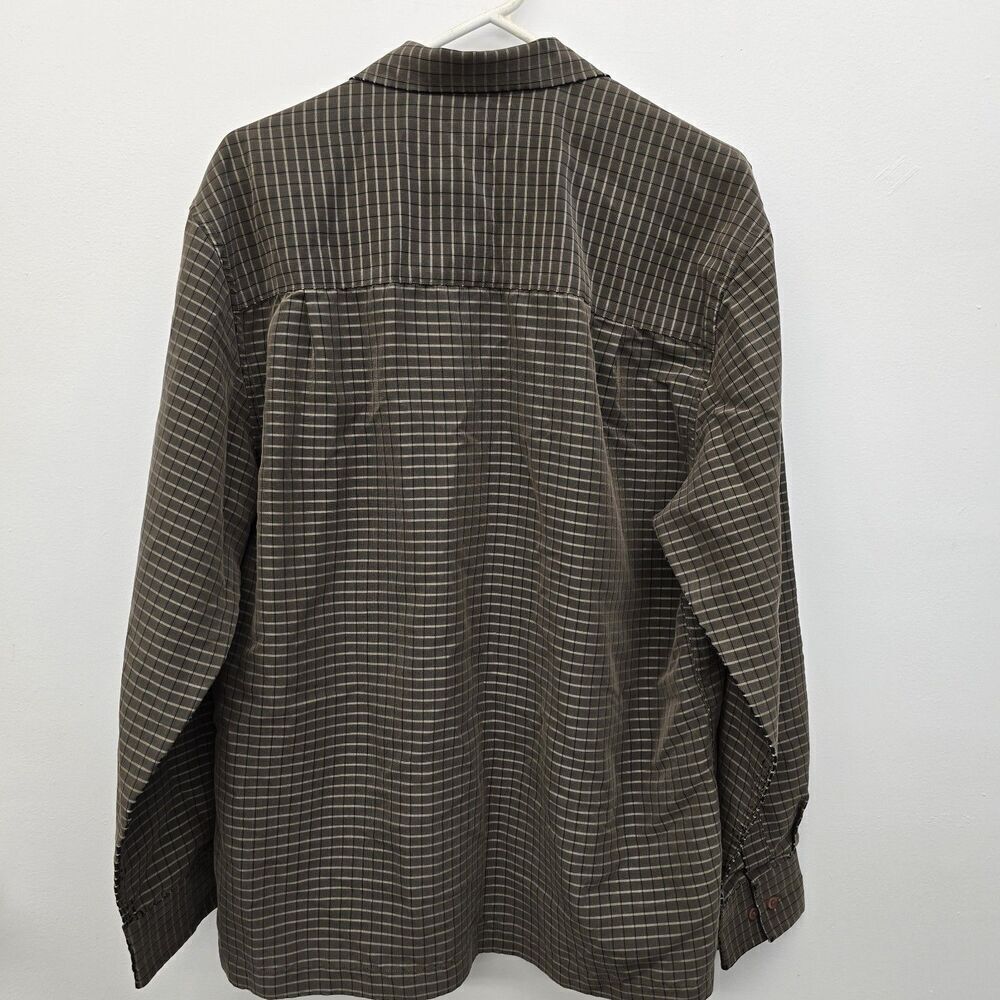 Haggar Dress Shirt Mens Size M (15.5x34) Brown Geometric Point Collar (A18) - Picture 3 of 9